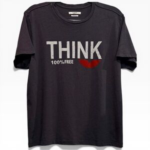 Rare Isabel Marant Etoile Think 100% Free Gray Graphic Tee Shirt Medium